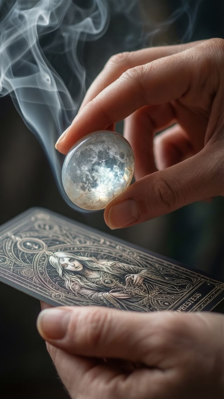 Tarot cards in candlelight